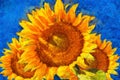 Sunflowers.Van Gogh style imitation Royalty Free Stock Photo