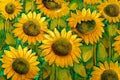 Sunflowers Vintage Oil Painting Royalty Free Stock Photo