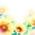 sunflowers in watercolor style blank,bright and vibrant with Generative AI Royalty Free Stock Photo