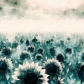 sunflowers in watercolor style blank,bright and vibrant with Generative AI Royalty Free Stock Photo