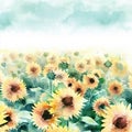 sunflowers in watercolor style blank,bright and vibrant with Generative AI Royalty Free Stock Photo