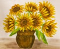 Sunflowers, watercolours