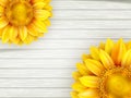 Sunflowers on wooden background. EPS 10