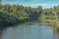 River bounds by vegetation in the rural area of Malaysia.