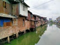 Sungai Duri, Roxy mas, Jakarta, InThe atmosphere of a densely populated settlement standing on the river
