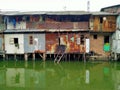 Sungai Duri, Roxy mas, Jakarta, IndThe atmosphere of a densely populated settlement standing on the river