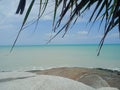 Sungailiat, Bangka, Indonesia. June 2, 2022. Beautiful Batu Ketak beach in Bangka Island. Blue Cloud sky. Granite stone.