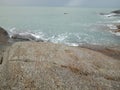 Sungailiat, Bangka, Indonesia. June 2, 2022. Beautiful Batu Ketak beach in Bangka Island. Granite stone.