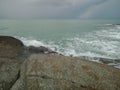 Sungailiat, Bangka, Indonesia. June 2, 2022. Beautiful Batu Ketak beach in Bangka Island. Granite stone.