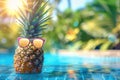 Sunglass-Clad Pineapple Lounging Poolside, Embodying Summer Fun - Generative AI Royalty Free Stock Photo