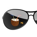 Sunglass with coconut art vector illustration Royalty Free Stock Photo