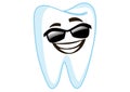 Sunglass Tooth Cartoon Character Illustration