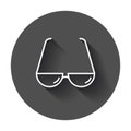 Sunglass vector icon. Eyewear flat illustration with long shadow Royalty Free Stock Photo