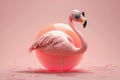 Sunglassed flamingo floating over a light pink background. summer minimalist design Royalty Free Stock Photo
