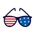 Sunglasses with American flag vector icon. Glasses for July 4th, USA Independence Day. Patriotic symbol of liberty with Royalty Free Stock Photo