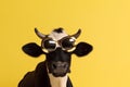 character portrait sunglasses animal colourful face funny head cow cute. Generative AI.