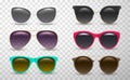 Sunglasses assortment realistic set. Shades or sunnies of various shapes and colors Royalty Free Stock Photo