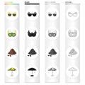 Sunglasses, carnival mask, famous Brazilian coffee, beach umbrella. Brazil set collection icons in cartoon black Royalty Free Stock Photo
