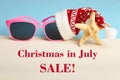 Sunglasses in a Christmas cap Royalty Free Stock Photo
