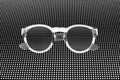Sunglasses close up, abstract white shiny dots pattern, dark black dotted background, sunglass screen concept, digital display