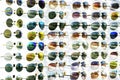 Sunglasses with colored lens on display on the market Royalty Free Stock Photo