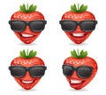 Sunglasses 3d realistic fruit design strawberry cartoon character vector illustration