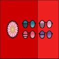 Sunglasses designs made on a red background with a pinky flower