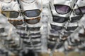 Sunglasses on display shelves in glasses store Royalty Free Stock Photo
