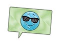 Sunglasses emoticon in bubble scribble