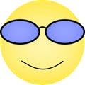 Sunglasses emoticon with happy smile on face