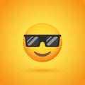 Sunglasses emoticon smile icon with shadow for social network design