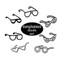 Sunglasses hand drawn in doodle style - set of elements Scandinavian simple. collection for design icon, sticker. summer, sun,