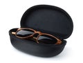 Sunglasses in hard black protective case