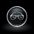 Sunglasses icon inside round silver and black emblem Royalty Free Stock Photo