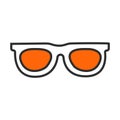 Sunglasses icon with orange lenses and grey lines