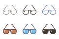 Sunglasses icon. Vector graphic elements in different styles. Sunglass summer fashion accessory Royalty Free Stock Photo