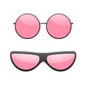 Sunglasses icons set. Pink sun glasses isolated white background. Fashion pink vintage graphic style. Female modern Royalty Free Stock Photo