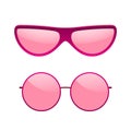 Sunglasses icons set. Pink sun glasses isolated white background. Fashion pink vintage graphic style. Female modern Royalty Free Stock Photo