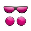 Sunglasses icons set. Pink sun glasses isolated white background. Fashion pink vintage graphic style. Female modern Royalty Free Stock Photo