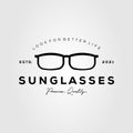 Sunglasses minimalist vintage logo template vector illustration design. simple eyeglasses, optic glasses shop logo concept Royalty Free Stock Photo
