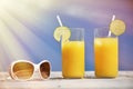 Sunglasses and orange juice