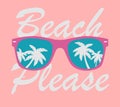 Sunglasses with Palms Reflection. Sunglasses Vector. Sunglasses illustration Background Beach Please