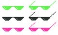 Sunglasses pixel icon black on white background. Pixel glasses sign. Thug life meme glasses. Flat style.