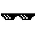 Sunglasses pixel icon black on white background. pixel glasses sign. thug life meme glasses. flat style