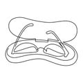 Sunglasses, prescription glasses in glasses box. Continuous line drawing. Vector illustration Royalty Free Stock Photo