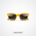 Sunglasses. Realistic 3d yellow sunglasses icon isolated on white. Vector