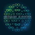 Sunglasses round colored illustration - vector concept symbol