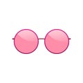 Sunglasses round icon. Pink sun glasses isolated white background. Fashion pink vintage graphic style. Female modern Royalty Free Stock Photo