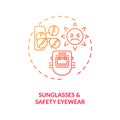 Sunglasses and safety eyewear concept icon