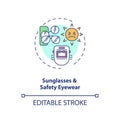 Sunglasses and safety eyewear concept icon